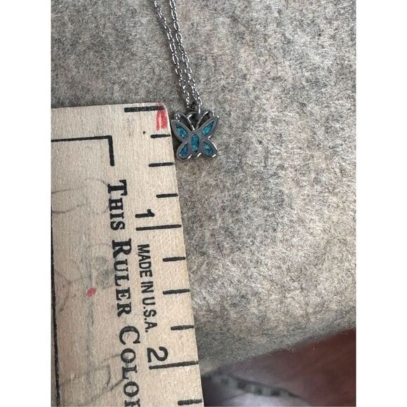 Stunning adjustable Vintage butterfly -Shaped Blue Turquoise Silver tone Pendant - Picture 6 of 6